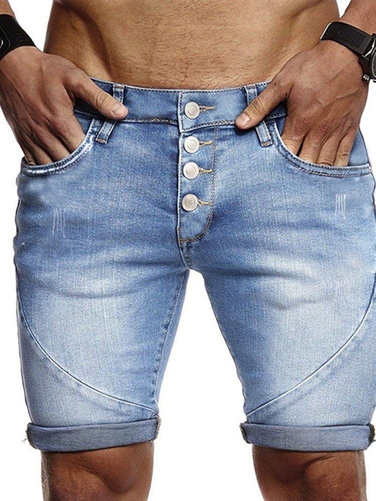 Short Slim Usé À Taille Moyenne Pour Hommes