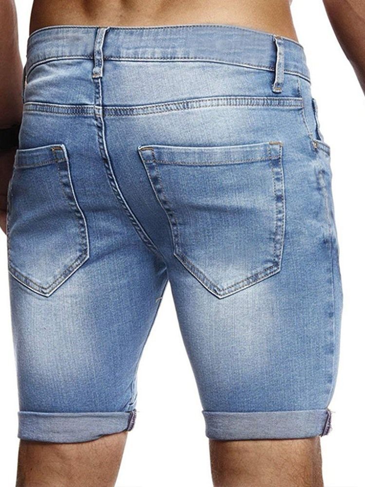 Short Slim Usé À Taille Moyenne Pour Hommes