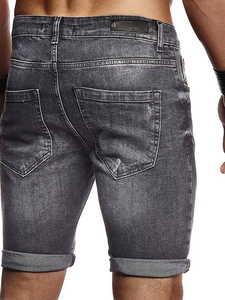 Short Slim Usé À Taille Moyenne Pour Hommes