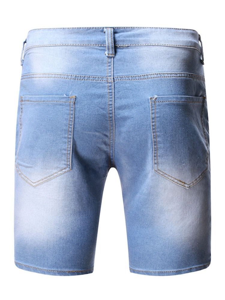 Short Slim Usé À Taille Moyenne Pour Hommes