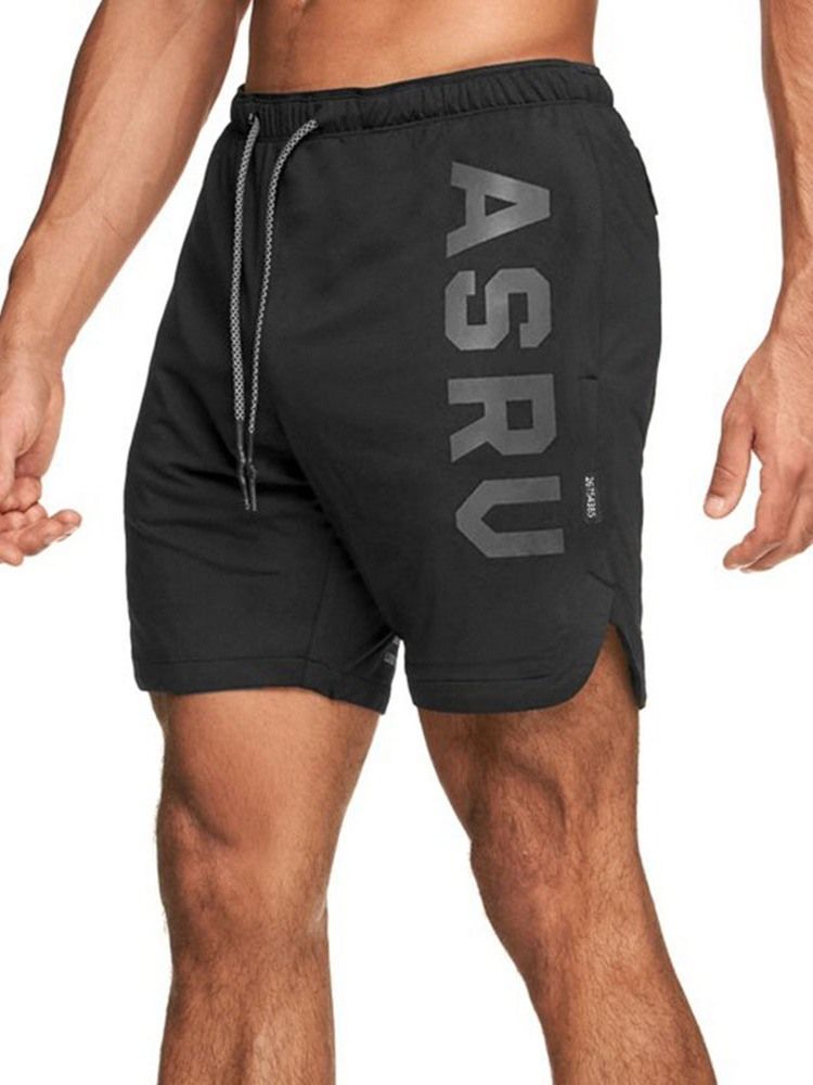 Short De Sport À Lacets Pour Hommes Avec Lettre Imprimée En Vrac