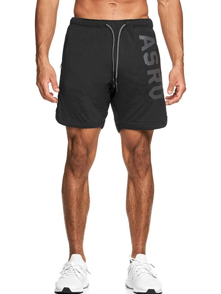 Short De Sport À Lacets Pour Hommes Avec Lettre Imprimée En Vrac