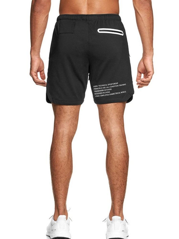 Short De Sport À Lacets Pour Hommes Avec Lettre Imprimée En Vrac