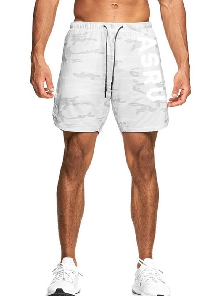 Short De Sport À Lacets Pour Hommes Avec Lettre Imprimée En Vrac