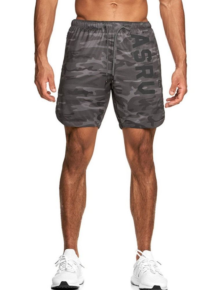 Short De Sport À Lacets Pour Hommes Avec Lettre Imprimée En Vrac