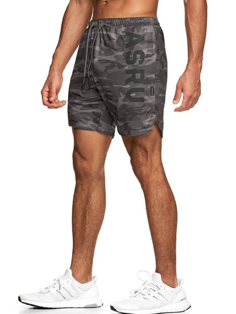 Short De Sport À Lacets Pour Hommes Avec Lettre Imprimée En Vrac