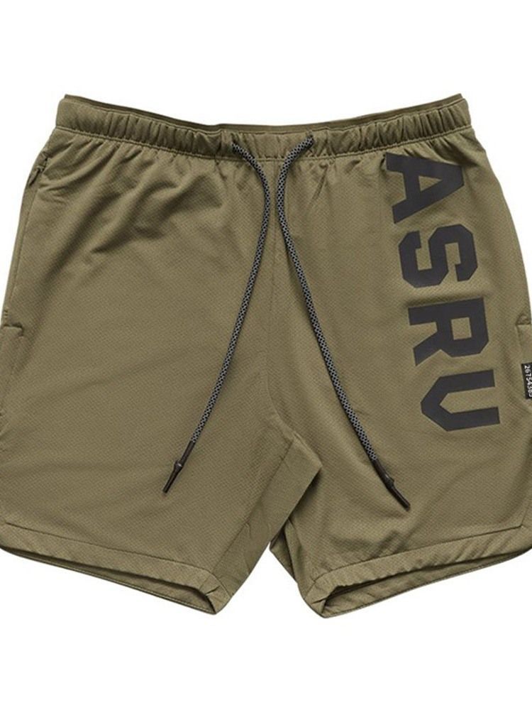 Short De Sport À Lacets Pour Hommes Avec Lettre Imprimée En Vrac