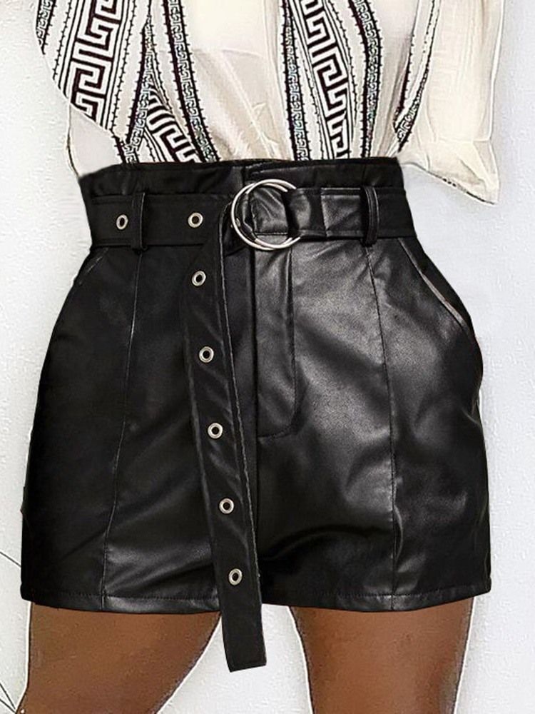 Short Taille Moyenne Pour Femmes Avec Ceinture Droite Unie