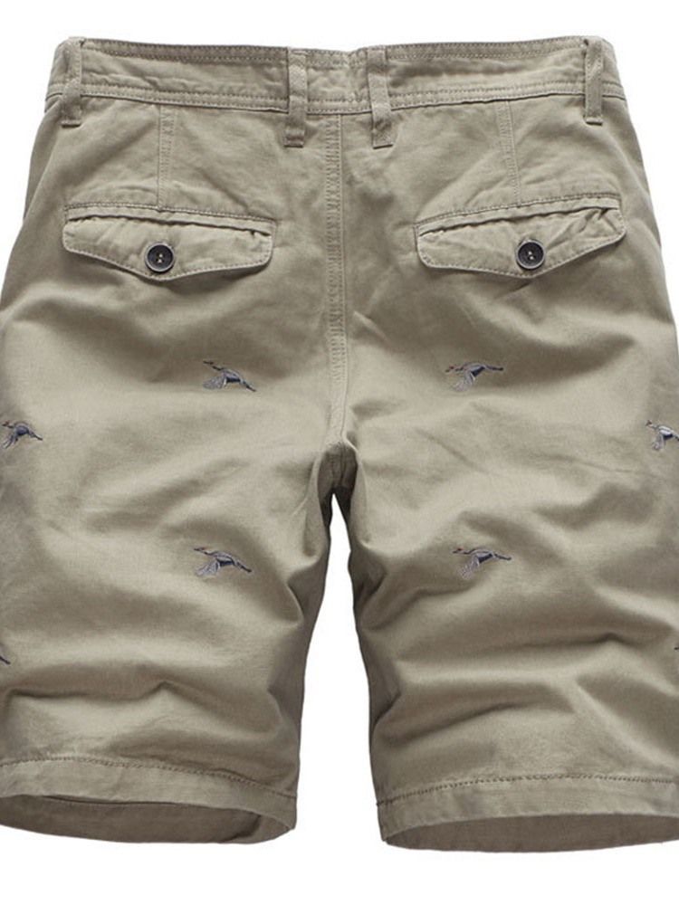 Shorts Décontractés Pour Hommes À Taille Moyenne Avec Broderie Animale