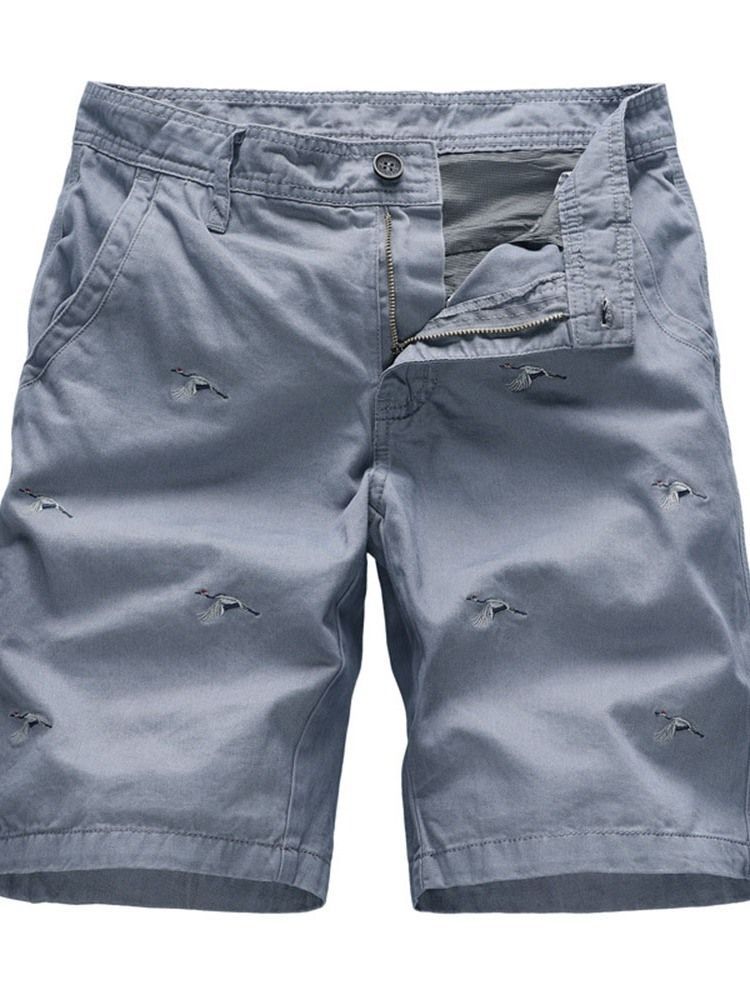 Shorts Décontractés Pour Hommes À Taille Moyenne Avec Broderie Animale