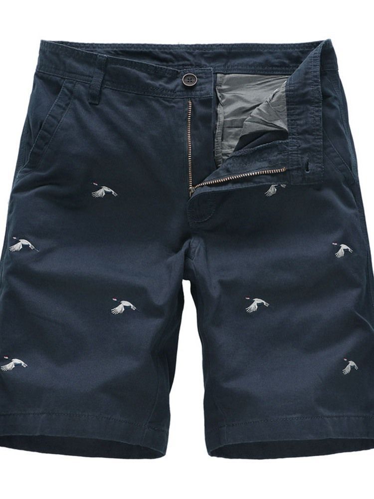 Shorts Décontractés Pour Hommes À Taille Moyenne Avec Broderie Animale