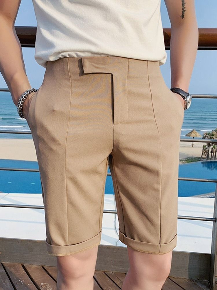 Shorts Décontractés Pour Hommes À Taille Moyenne Et À Glissière Unie À Poche Droite