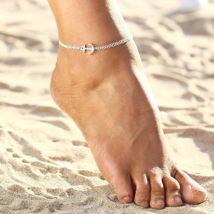 Bracelet De Cheville De Plage D'ancre Exquis Pour Les Femmes