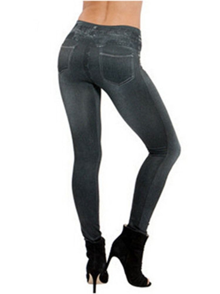 Legging Décontracté Uni Taille Mi-taille Pour Femme