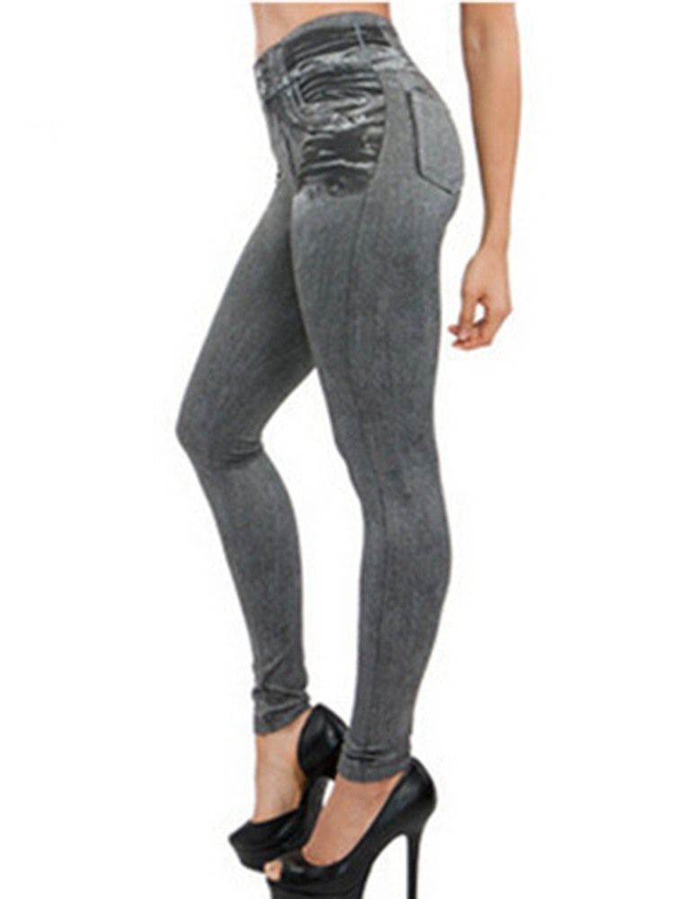 Legging Décontracté Uni Taille Mi-taille Pour Femme