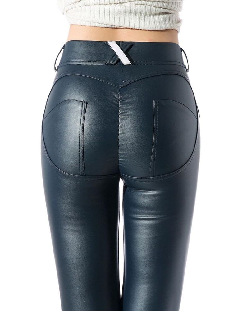 Leggings Extensibles En Pu Pour Femmes