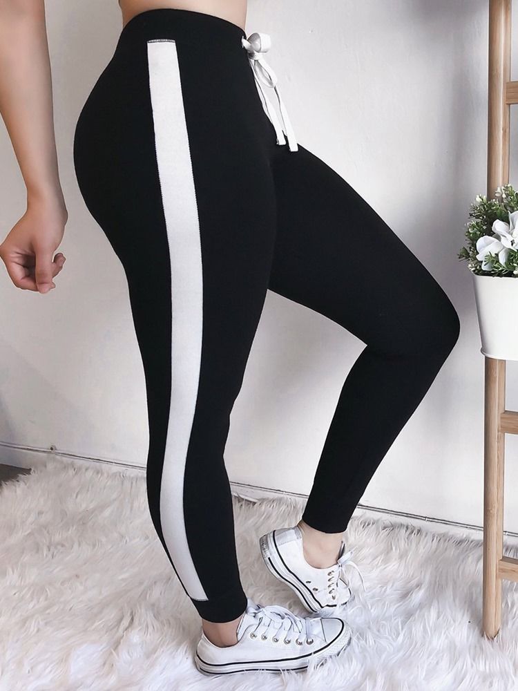 Leggings À Lacets Et Rayures Pour Femmes