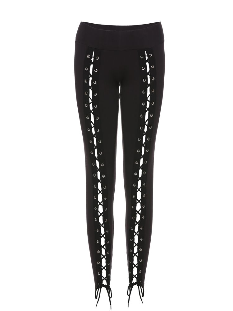 Leggings Skinny Pleine Longueur À Lacets Pour Femmes