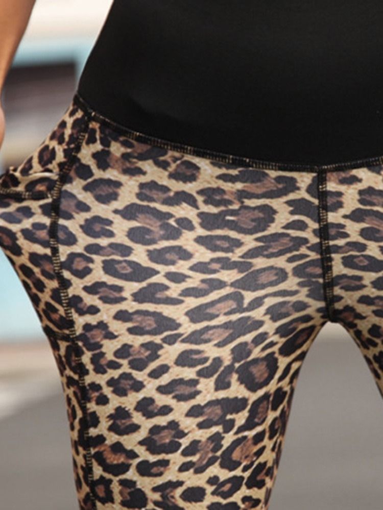 Leggings De Sport Taille Haute À Poche Léopard Pour Femmes