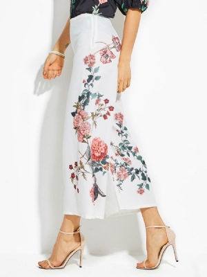 Pantalon Court Taille Haute Pour Femmes À Imprimé Fleuri