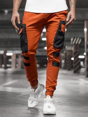 Pantalon Crayon Avec Poche Et Bloc De Couleur Pour Hommes Taille Moyenne Pantalon Décontracté Quatre Saisons