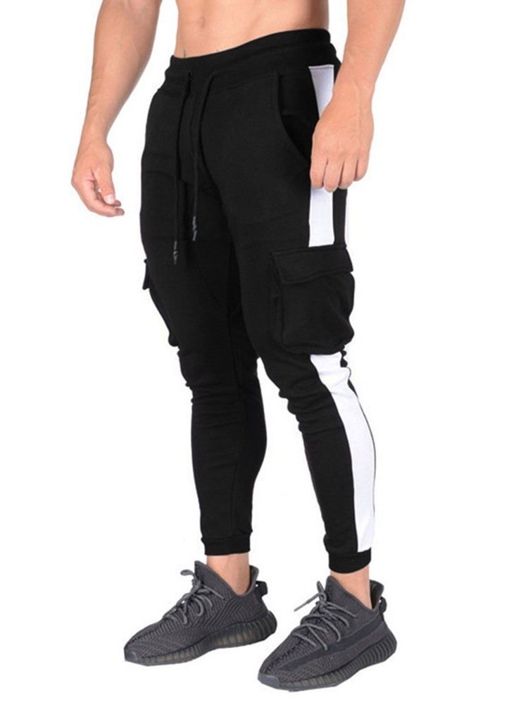 Pantalon Crayon Bloc De Couleur Patchwork Sports Pantalons Décontractés Pour Hommes