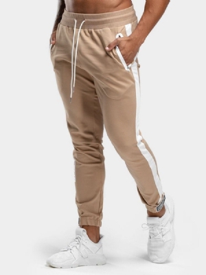 Pantalon Crayon À Blocs De Couleur Pantalon Décontracté À Lacets À Taille Moyenne Pour Hommes