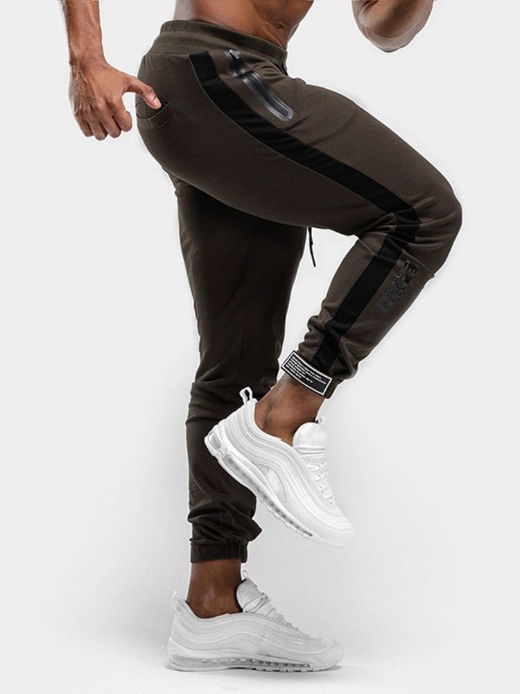 Pantalon Crayon À Blocs De Couleur Pantalon Décontracté À Lacets À Taille Moyenne Pour Hommes