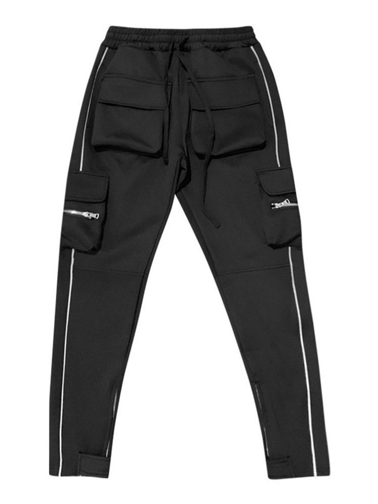 Pantalon Crayon À Blocs De Couleur De Poche Automne Pantalon Décontracté Pour Hommes Coréens