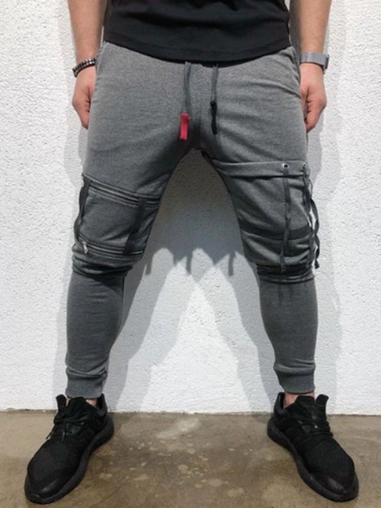 Pantalon Crayon À Chaîne Unie Pour Hommes Pantalon Décontracté À Taille Moyenne