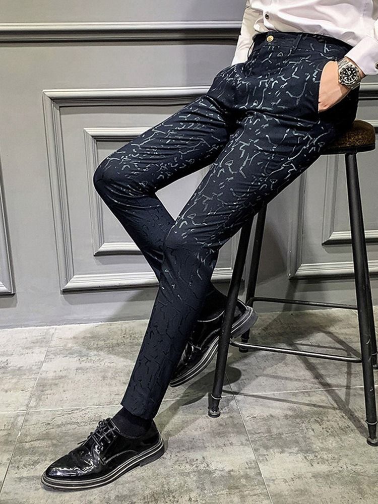 Pantalon Crayon Décontracté À Carreaux Pour Hommes