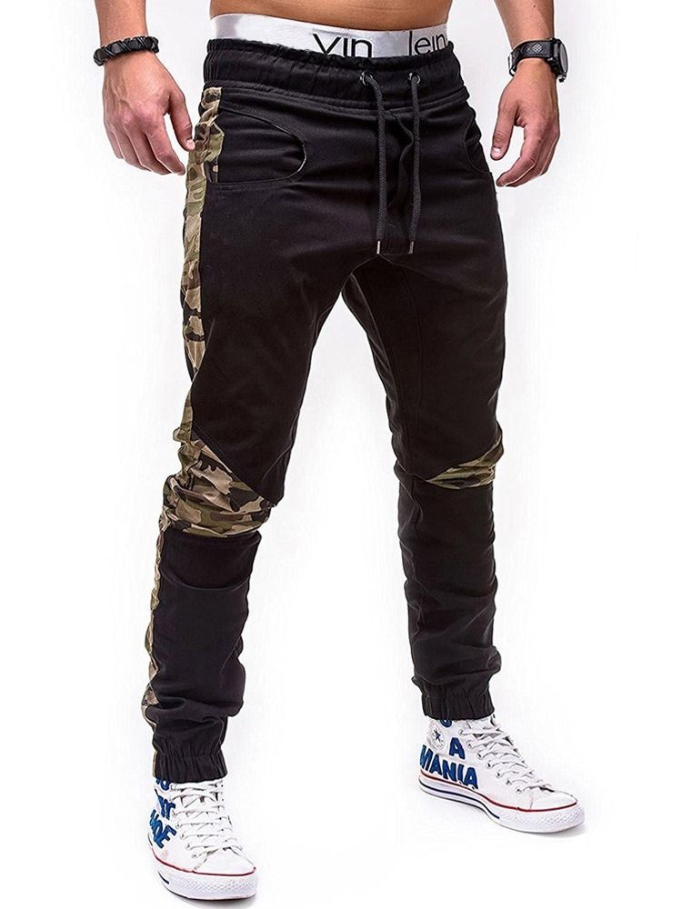 Pantalon Crayon Décontracté À Lacets Camouflage Pour Hommes