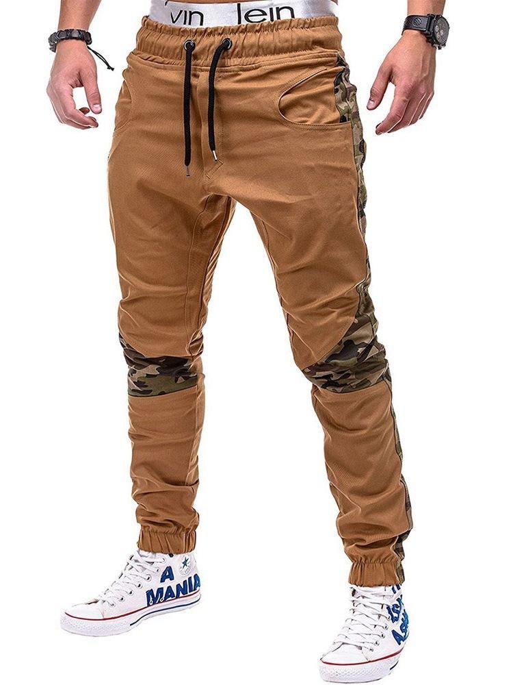 Pantalon Crayon Décontracté À Lacets Camouflage Pour Hommes