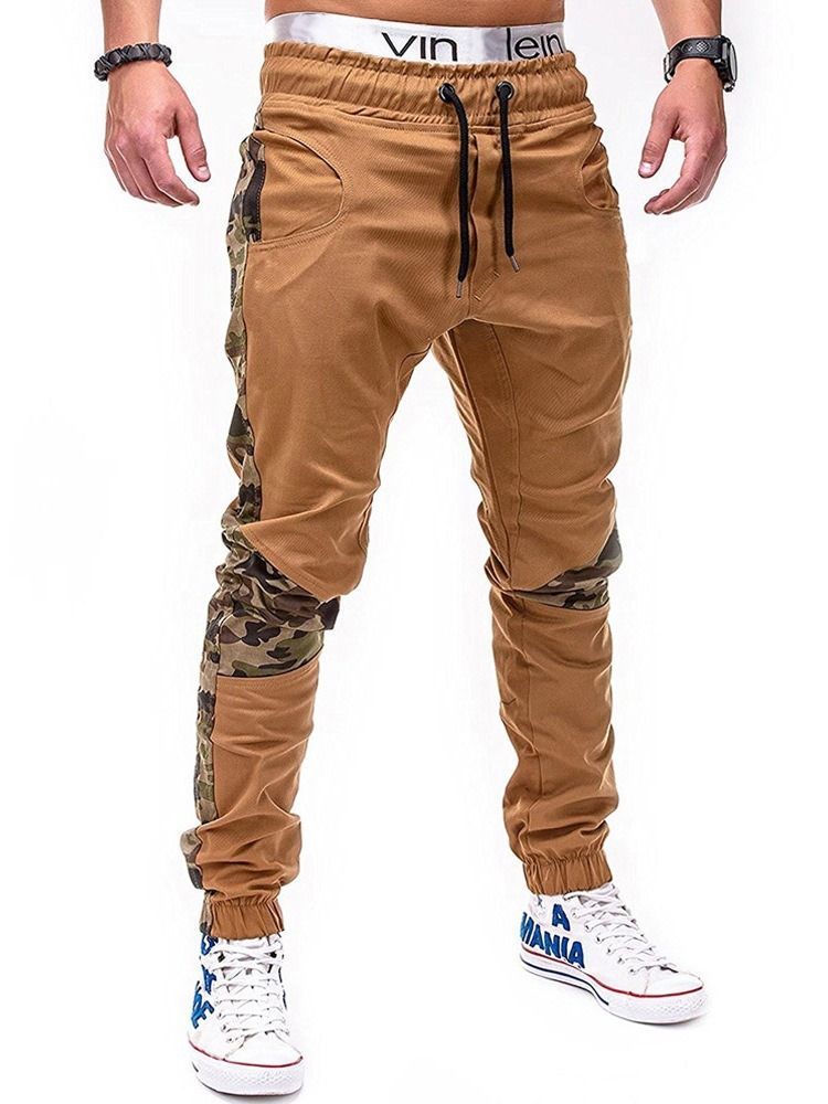 Pantalon Crayon Décontracté À Lacets Camouflage Pour Hommes