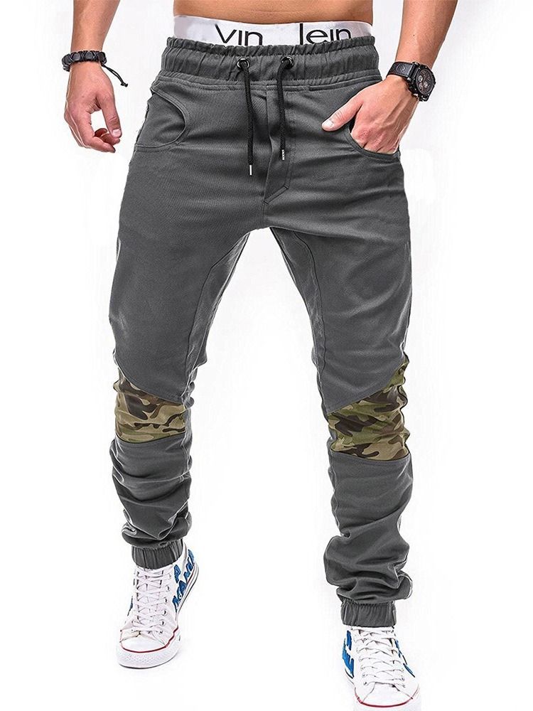 Pantalon Crayon Décontracté À Lacets Camouflage Pour Hommes