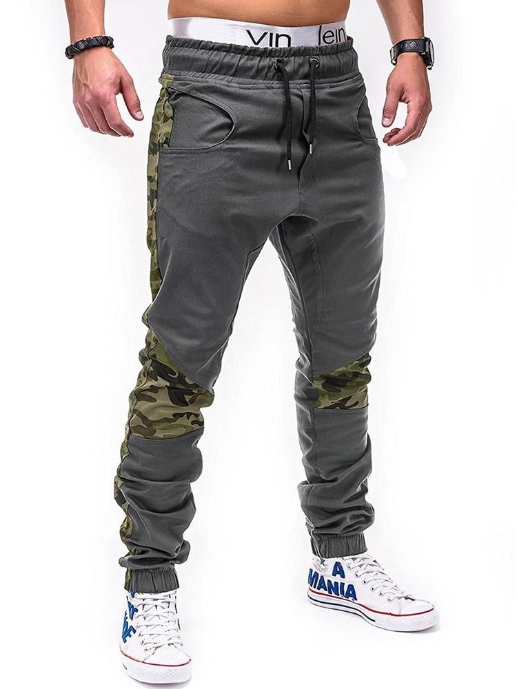 Pantalon Crayon Décontracté À Lacets Camouflage Pour Hommes