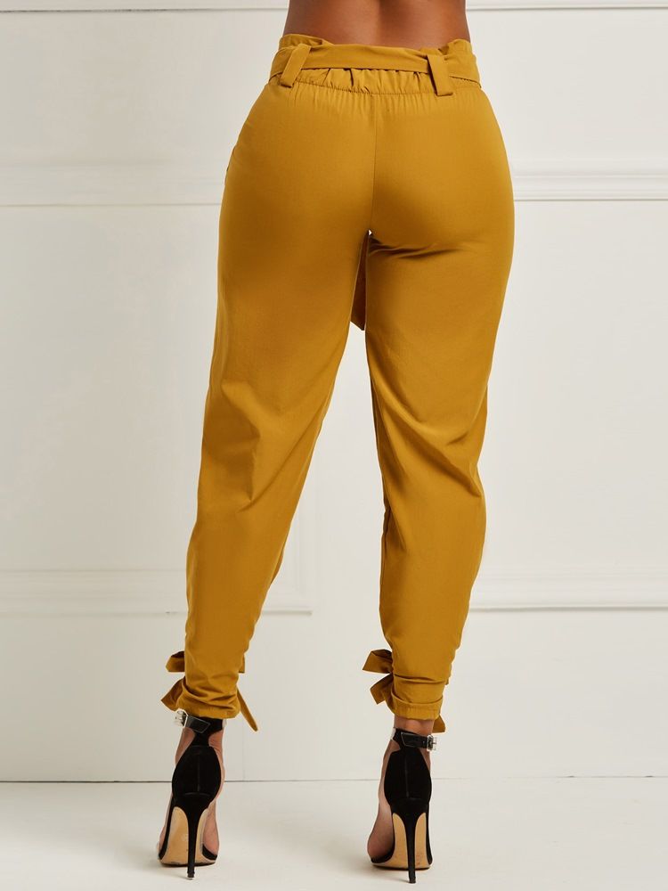 Pantalon Crayon Pour Femme Uni Bowknot