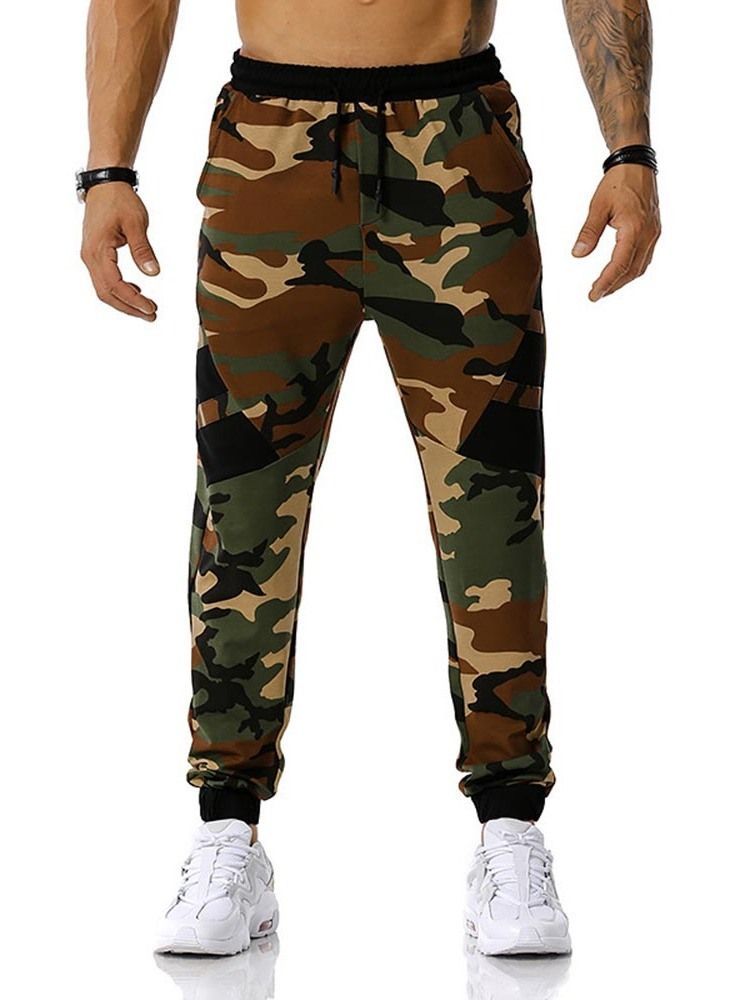 Pantalon Crayon Imprimé Camouflage Taille Moyenne Pantalon Décontracté Pour Hommes