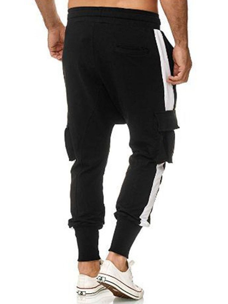 Pantalon Crayon Poche Bloc De Couleur Printemps Lacets Pantalons Décontractés Pour Hommes