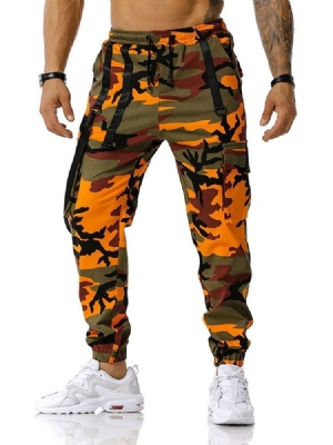 Pantalon Crayon À Poche Camouflage Pantalon Décontracté À Lacets Pour Hommes