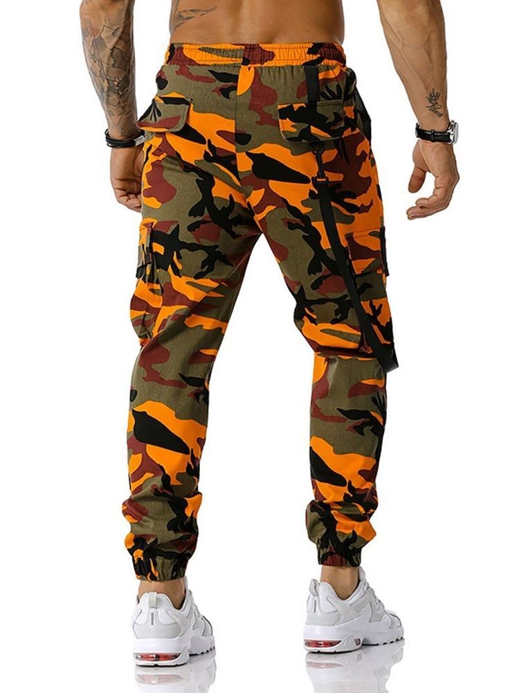 Pantalon Crayon À Poche Camouflage Pantalon Décontracté À Lacets Pour Hommes