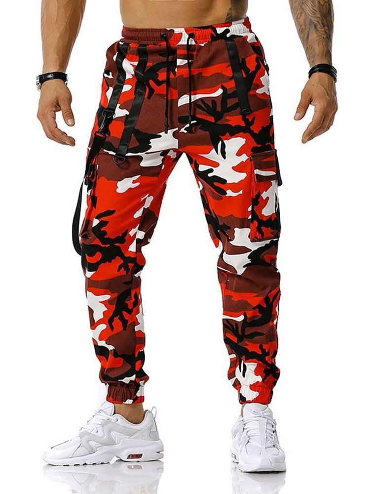 Pantalon Crayon À Poche Camouflage Pantalon Décontracté À Lacets Pour Hommes