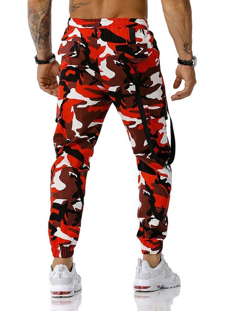 Pantalon Crayon À Poche Camouflage Pantalon Décontracté À Lacets Pour Hommes