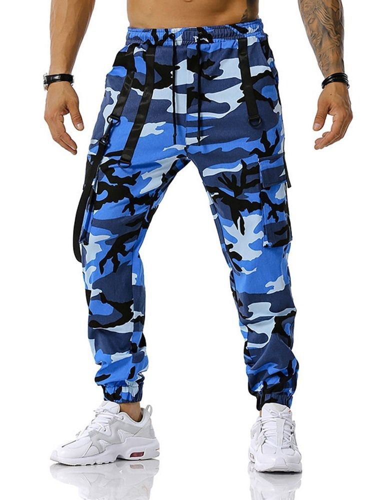 Pantalon Crayon À Poche Camouflage Pantalon Décontracté À Lacets Pour Hommes