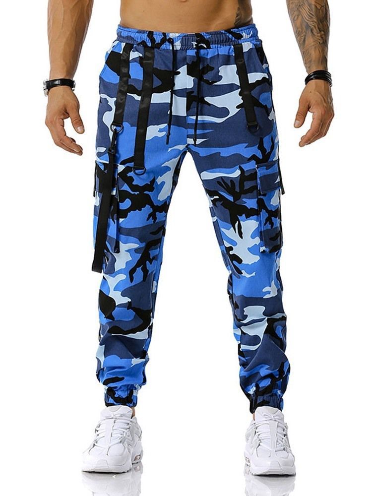 Pantalon Crayon À Poche Camouflage Pantalon Décontracté À Lacets Pour Hommes