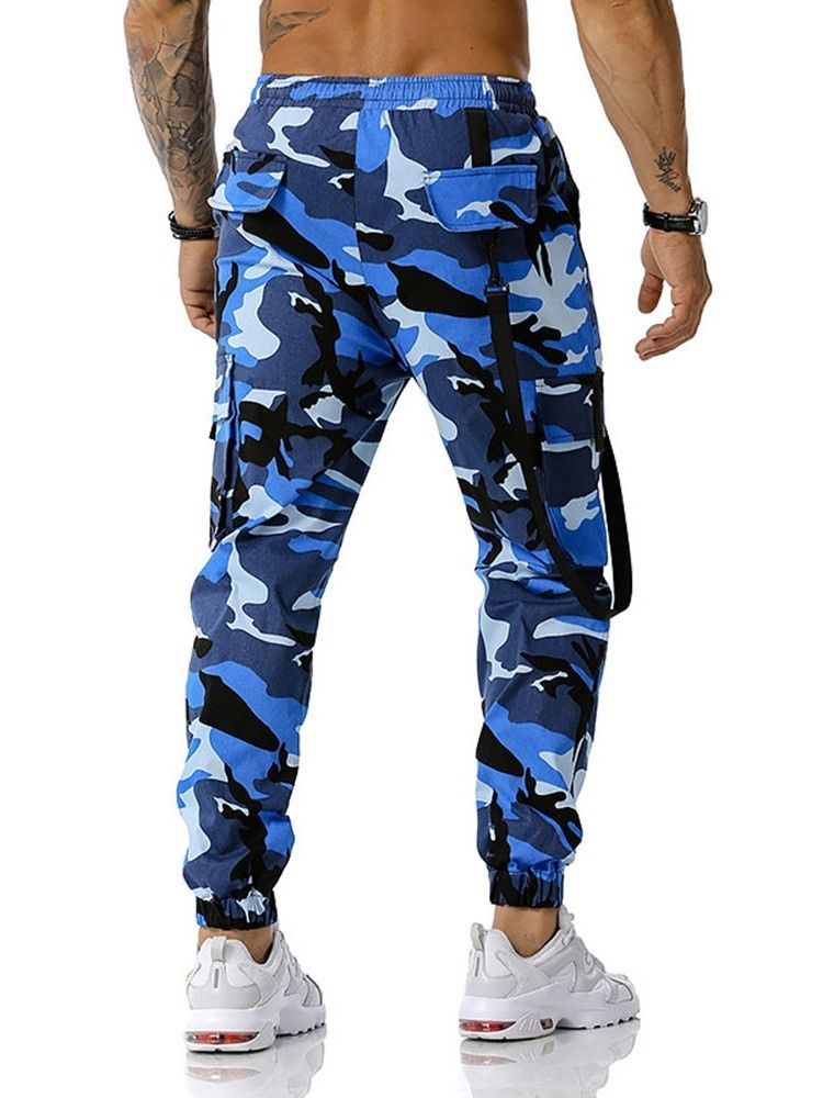 Pantalon Crayon À Poche Camouflage Pantalon Décontracté À Lacets Pour Hommes