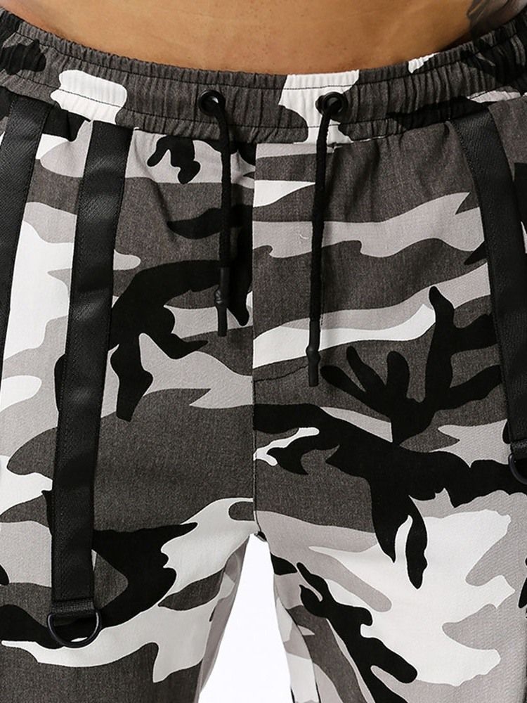 Pantalon Crayon À Poche Camouflage Pantalon Décontracté À Lacets Pour Hommes