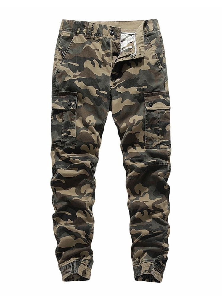 Pantalon Crayon Poche Camouflage Taille Moyenne Pantalon Européen Décontracté Pour Hommes