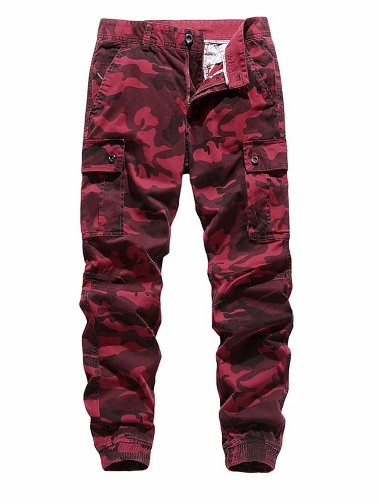 Pantalon Crayon Poche Camouflage Taille Moyenne Pantalon Européen Décontracté Pour Hommes