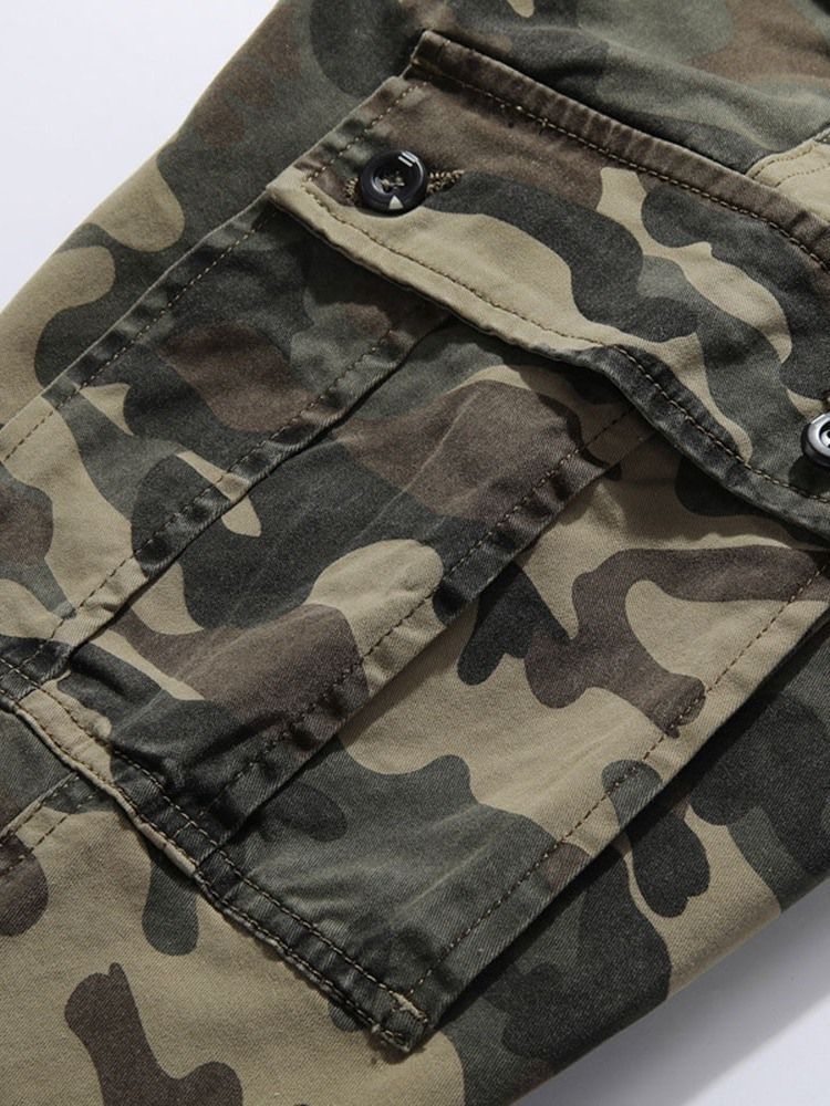 Pantalon Crayon Poche Camouflage Taille Moyenne Pantalon Européen Décontracté Pour Hommes